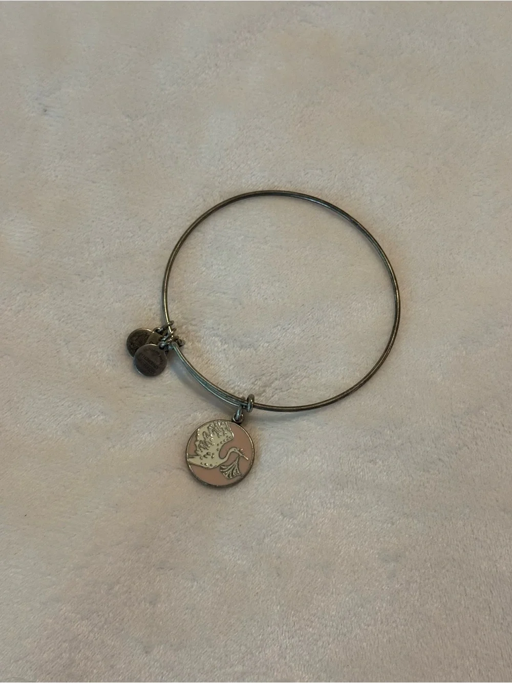 Alex and Ani 2013 Special Delivery Baby Girl Stork Pink Enamel Bangle Bracelet
